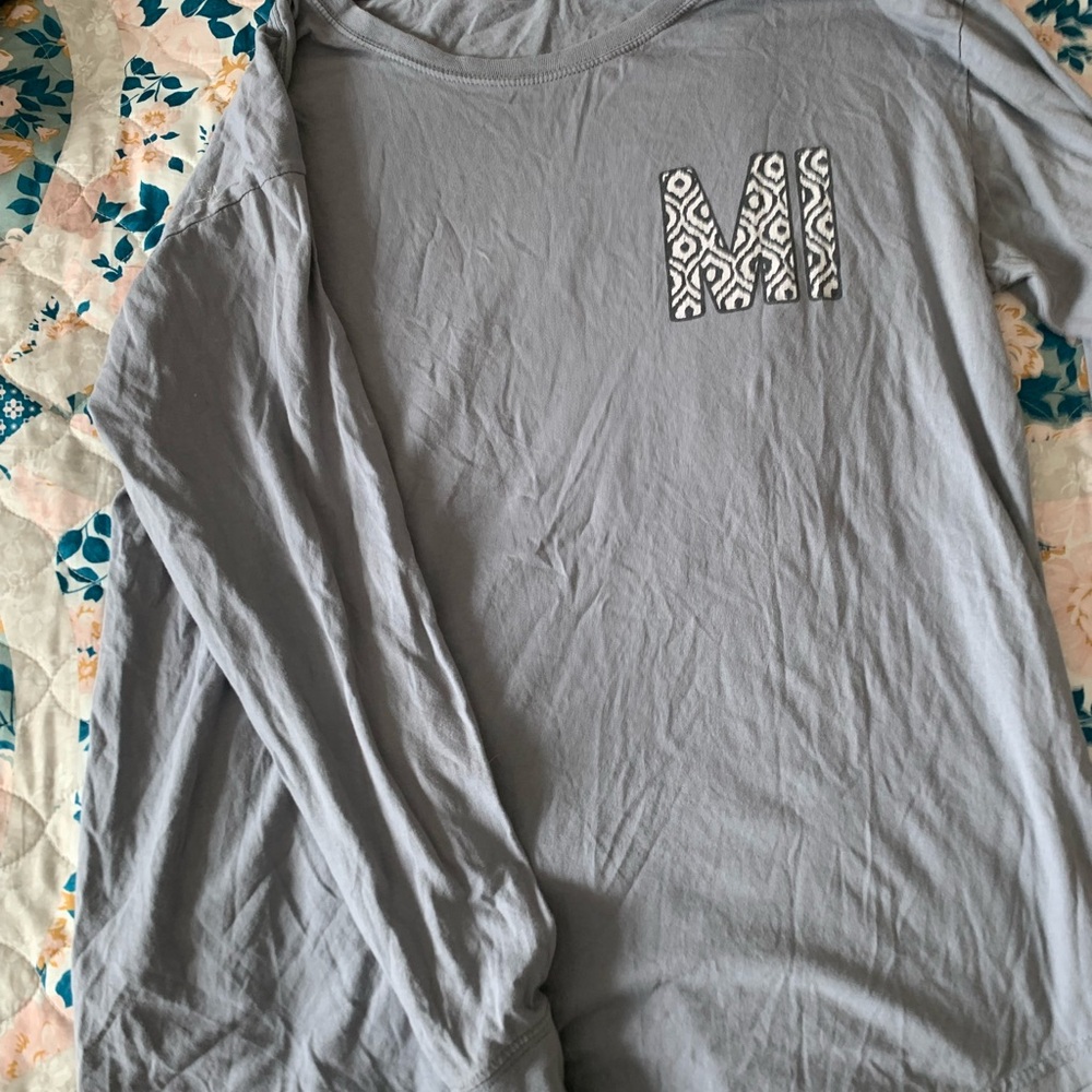 black and white Michigan Long Sleeve Shirt